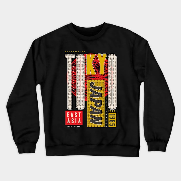 Tokyo Japan Typography illustration Crewneck Sweatshirt by Mako Design 